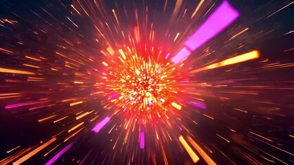 Dynamic flying fire sparks create a vibrant animated abstract effect in a cosmic display, Flying fire sparks motion as animated 3D abstract intro decoration explosion background video