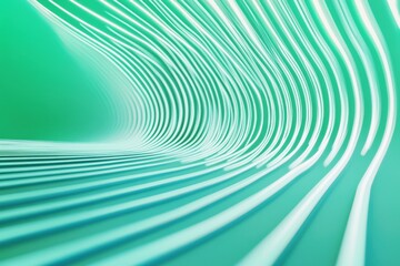 Wall Mural - futuristic curved light lines on a smooth green gradient background