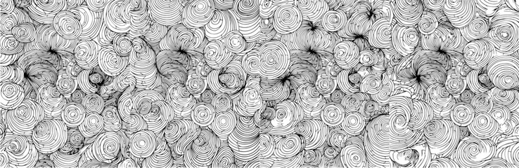 abstract swirl pattern with hand drawn circular textures in black and white vector