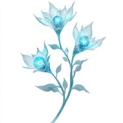 Wall Mural - three luminous translucent flowers growing from a single stem