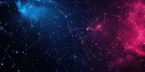 Wall Mural - Abstract graphic design showing connected lines and particles in space