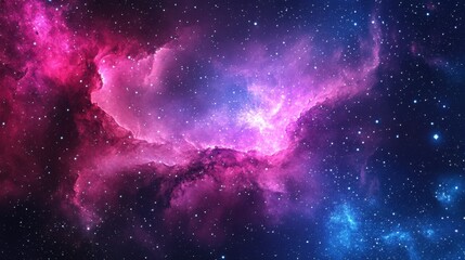 ethereal cosmic cloudscape with vibrant pink and blue nebula and starry background creating a sense 