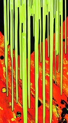 Wall Mural - green paint drips vertically across a textured abstract background