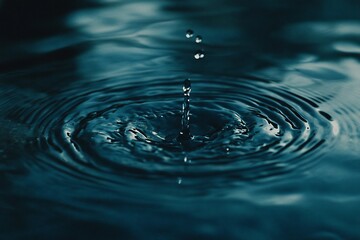 Poster - Water droplet impacting still surface, creating concentric ripples.
