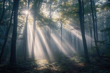 Wall Mural - SunLight Filtering Through Forest