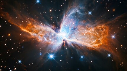 A beautifully detailed cosmic nebula rich in swirling colors and interstellar gas clouds