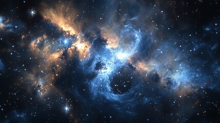 Wall Mural - A breathtaking deepspace panorama featuring nebulae and galaxies highlighting the infinite wonders of the cosmos