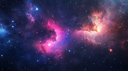Wall Mural - A breathtaking deepspace panorama featuring nebulae and galaxies highlighting the infinite wonders of the cosmos