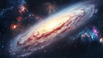 Wall Mural - A creative cosmic collage featuring a galaxy bright stars and nebulae blending science and art