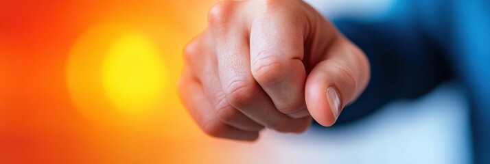 Aufkleber - Minimalist Digital Accountability Empowering Business Decision-Making through Focused Hand Gesture in Vibrant Tech-Enabled Professional Environment