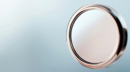 Wall Mural - close-up of metallic makeup compact with its mirror reflecting soft light