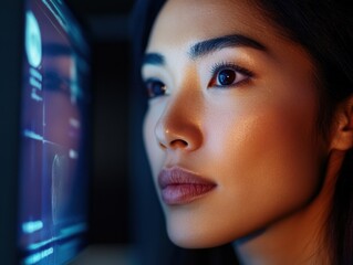 Aufkleber - Futuristic Digital Identity Verification Next-Gen Biometric Authentication with Sleek AI-Powered Facial Recognition for Enterprise Cybersecurity and Professional Workflow Optimization