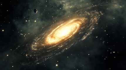 Wall Mural - A mesmerizing view of a spiral galaxy surrounded by twinkling stars capturing the beauty of deep space