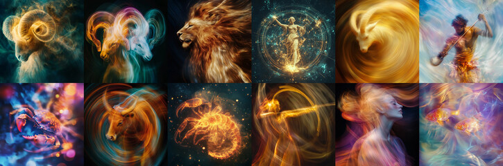 Wall Mural - modern zodiac sign illustration with trendy blur effect