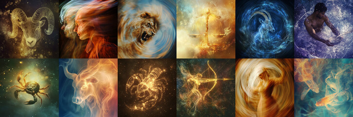 Wall Mural - modern zodiac sign illustration with trendy blur effect