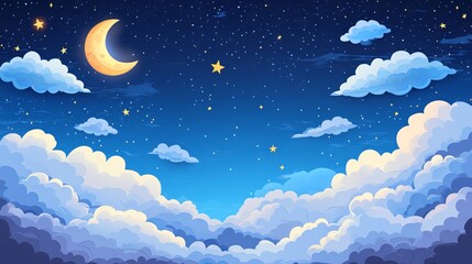 Wall Mural - A peaceful night sky filled with stars and wispy clouds capturing the tranquility of space