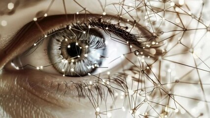 Wall Mural - Abstract background with an eye and a network of connections, use as a background for futuristic or technological themes.
