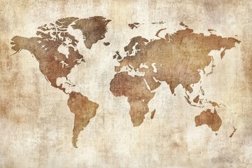  A vintage world map showing continents and geographical features