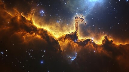 Wall Mural - A vibrant deepspace artwork featuring a glowing starlit nebula within a distant galaxy
