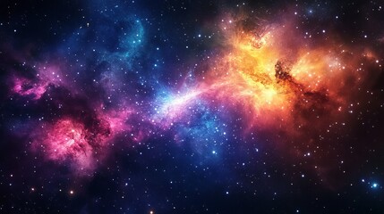 Wall Mural - A vivid and colorful universe filled with a radiant starry nebula capturing the mystery of outer space