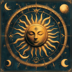 Wall Mural - illustration set of moon phases. different stages of moonlight activity in vintage engraving style. 