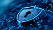 © imfotograf - Glowing blue digital shield with a keyhole and binary code on a futuristic circuit board, symbolizing cyber security, encryption, data protection, and secure access.