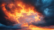 © Farid - A breathtaking sunset sky with fiery orange streaks piercing through moody, dark clouds, capturing natureâ€™s evening tranquility