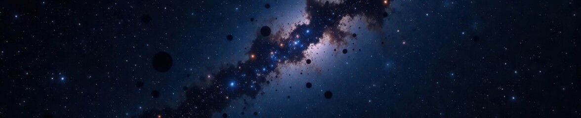 Wall Mural - Vast, dark space; countless distant stars scattered across inky black , milky way, star cluster, dark background