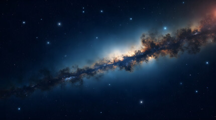 Wall Mural - Milky Way Galaxy Stars Cosmic Dust Blue Orange Nebula Digital Art