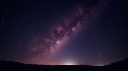 Wall Mural - Pink Purple Milky Way Dark Sky Starry Nightscape