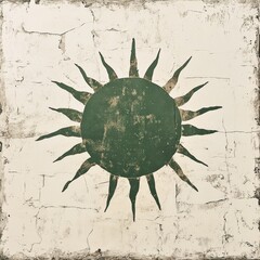 Aufkleber - Ancient Symbolism: Sunburst Icon on Weathered Plaster, Evoking Mystical and Historical Connotations