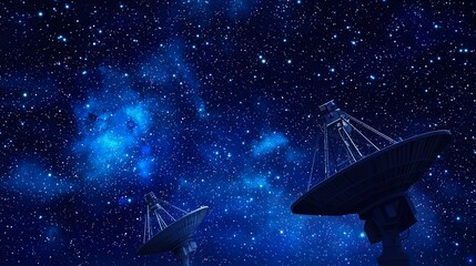 Wall Mural - radio telescopes under starry skies