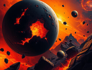 Wall Mural - stellar sci-fi digital art: explore cosmic landscapes and futuristic technology in high-resolution