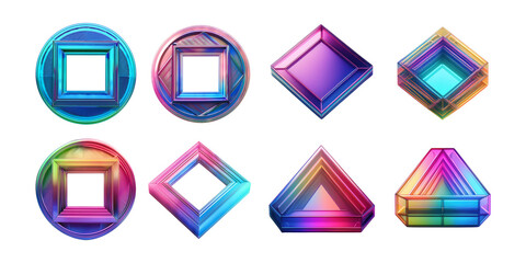 Wall Mural - Colorful Geometric Shapes with Glossy Finishes for Digital Design