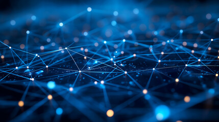 Wall Mural - Blue Network Digital Connections, Futuristic Global Network Design for Technology Themes