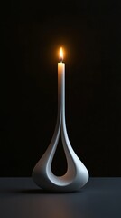 Poster - Elegant candle with unique holder design against dark background
