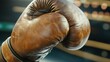 © Usman - Close-Up of a Vintage Boxing Glove in a Ring Setting with Dramatic Lighting and a Soft Focus Background for Sports Photography