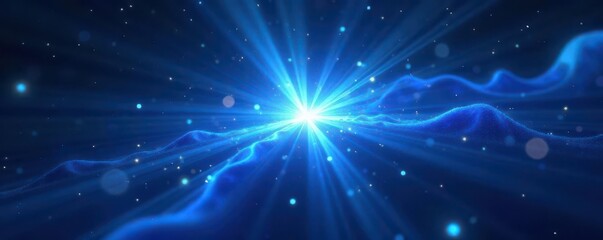 Wall Mural - abstract blue starburst, radiating light and energy, vibrant, swirl, vivid