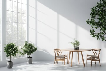 Fototapete - Modern conference room with large windows and stylish seating arrangement suitable for meetings and discussions