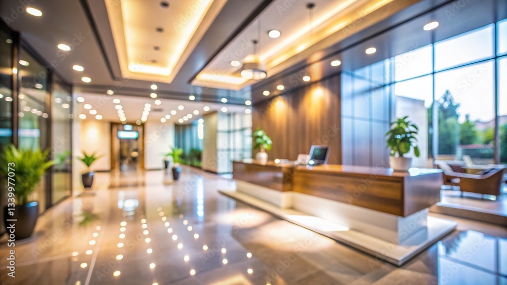 Blurred Luxury Clinic Hospital Corridor, Modern Hotel Reception, Office Lobby Entrance Background - Abstract Urban Exploration Photography