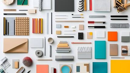 Poster - A designer working with an assortment of diverse materials and tools seeking to push the boundaries of design through innovative experimentation and a conceptual modern aesthetic