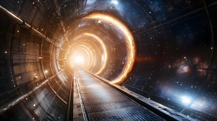 Fototapete - A mysterious wormhole like portal opening to reveal a hidden dimension beyond the limits of our known universe transcending the boundaries of space and time