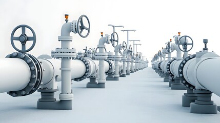 Fototapete - A photo of an extensive industrial gas pipeline system with numerous valves pipes and other specialized equipment for the transportation and distribution of gas