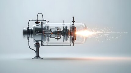 Wall Mural - abstract image of an intricate vintage inspired scientific device emitting bursts of energy against 