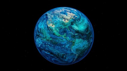 Wall Mural - Detailed earth planet view in the dark space background with multiple stars around