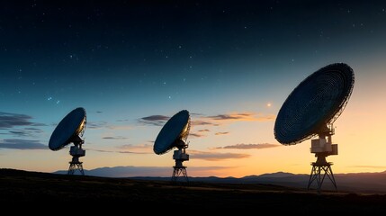 Poster - Advanced radio telescopes scanning the night sky deciphering enigmatic signals from the farthest reaches of the cosmos using sophisticated algorithms and data analysis techniques