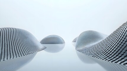 Poster - An abstract and geometrical image showcasing the sleek smooth and dynamic textures of carbon fiber surfaces against a minimalist white background