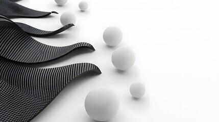 Poster - An representation of interlocking carbon fiber layers seamlessly blending into abstract geometric mechanical forms against a clean white background