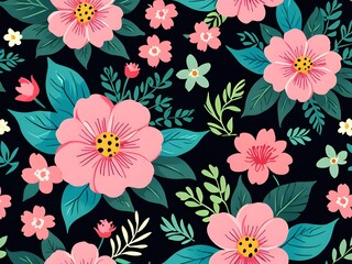 Wall Mural - seamless pattern with flowers,Ai generated 