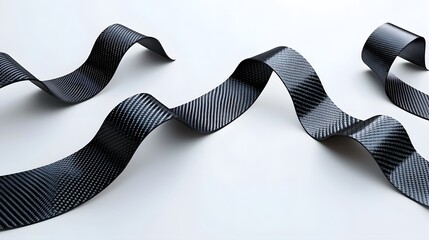 Poster - Captivating image showcasing the intricate and dynamic weave of carbon fiber material against a minimalist white backdrop creating a striking high tech visual design